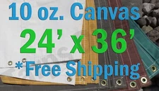 24 Ft. x 36 Ft. 10 Oz. Cotton Canvas Breathable Water Resistant Tarps