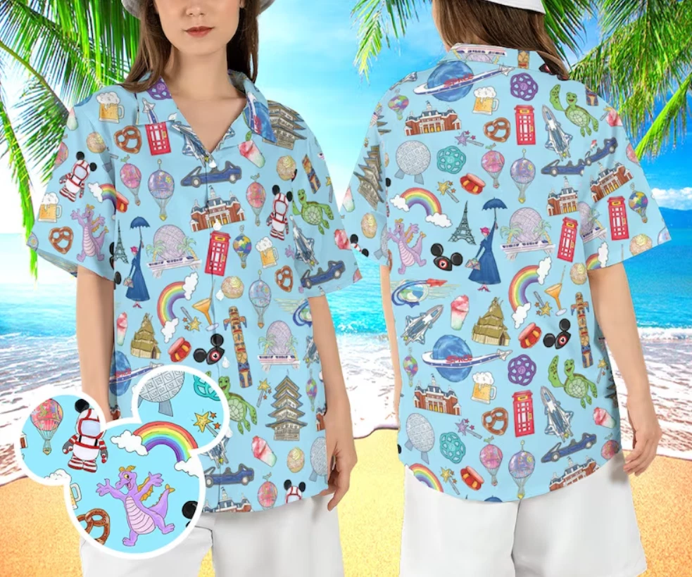 Disneyland Epcot WDW Magic Kingdom 3D HAWAII SHIRT