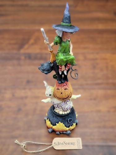 Jim Shore "Recipe For Fright" Figur gestapelt Hexe, Katze, JOL & Geist Halloween