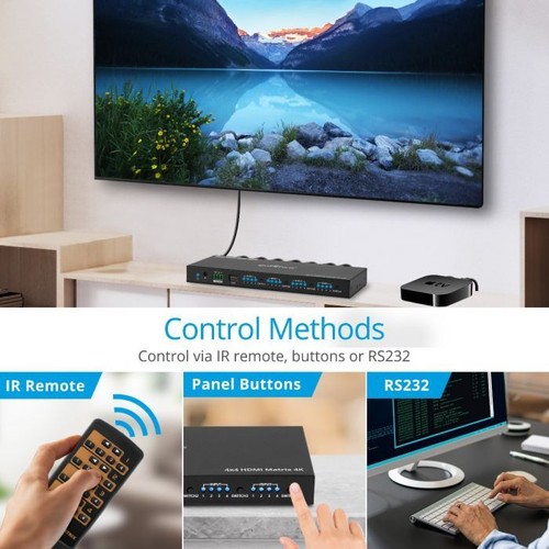 gofanco 4K 4x4 HDMI Matrix Switch – Up to 4K 60Hz (Matrix44HD2-BSC) - Afbeelding 6 van 9