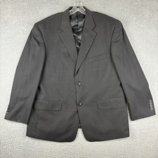 Haggar Blazer Men  s 46S Black Polyester 2 Button Jacket Pin Stripe Dry Clean