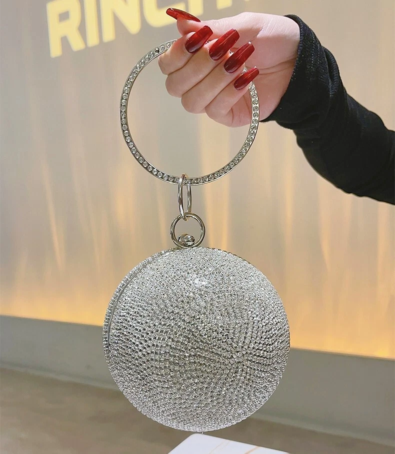 LinkIdea Clutch Purses for Women Evening, Round Ball Crystal Tassel Silver  Lady Party Wedding Crossbody Shoulder Clutch Bag Ring Handle Hang Bag  Handbag : Amazon.in: Fashion