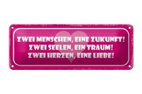 Blechschild Spruch 27X10 Cm Zwei Menschen Eine Zukunft Herz Deko Schild Tin Sign