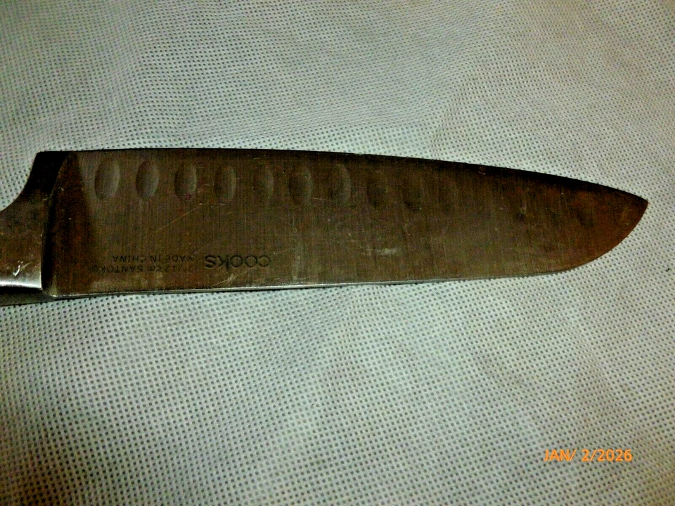 Cuchillo de chef Good Cook 7” INOX de acero inoxidable Granton Blade Santoku NEGRO Foto 3 de 3