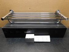 MIRABELLE GREYFIELD 22" Chrome  Hotel Style Towel Rack w/ Shelf -- Qty Available