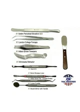9 Pcs Dental Surgical Extraction Forceps Elevators Kit Oral Surgery Instruments