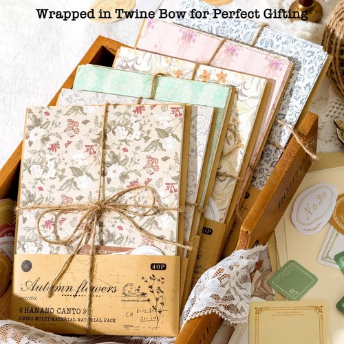 Vintage Floral Scrapbook Paper Textured Paper Label Journaling Stickers Assorted - Picture 6 of 8
