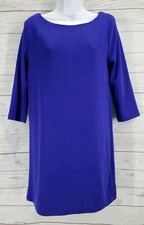 H&M Sheath Dress Sz Small Women Blue 3/4 Sleeve Zip Up Round Neck Career Work 