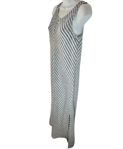 ARTISAN NY Linen Striped Maxi Dress SIZE 6 Blue Beach Summer Coastal Vacation - Picture 3 of 10