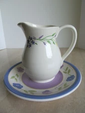 Vtg FTD Floral Pitcher MINT & Matching GIBSON Dinnerplate VGC Beautiful Together