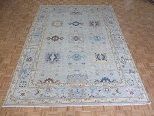 9'3 x 12'1 Hand Knotted Sky Blue Turkish Oushak Oriental Rug G14380