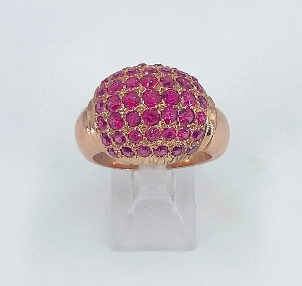 VINTAGE CHEVALIER RING WITH RUBIES IN ROSE GOLD 18K - CIRCA 40s aprox