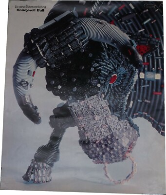 Poster Honeywell Bull EDV Datenverarbeitung electronic Art Stier 43x35 cm RAR !