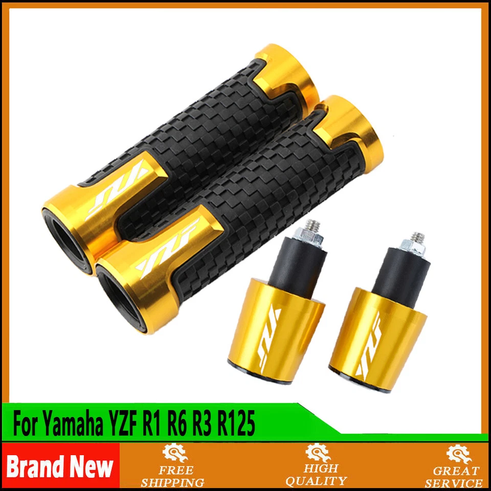 For Yamaha YZF R1 R6 R3 R125 7/8" 22MM CNC Handlebar Hand Grips Handle End Cap Foto 4 de 4