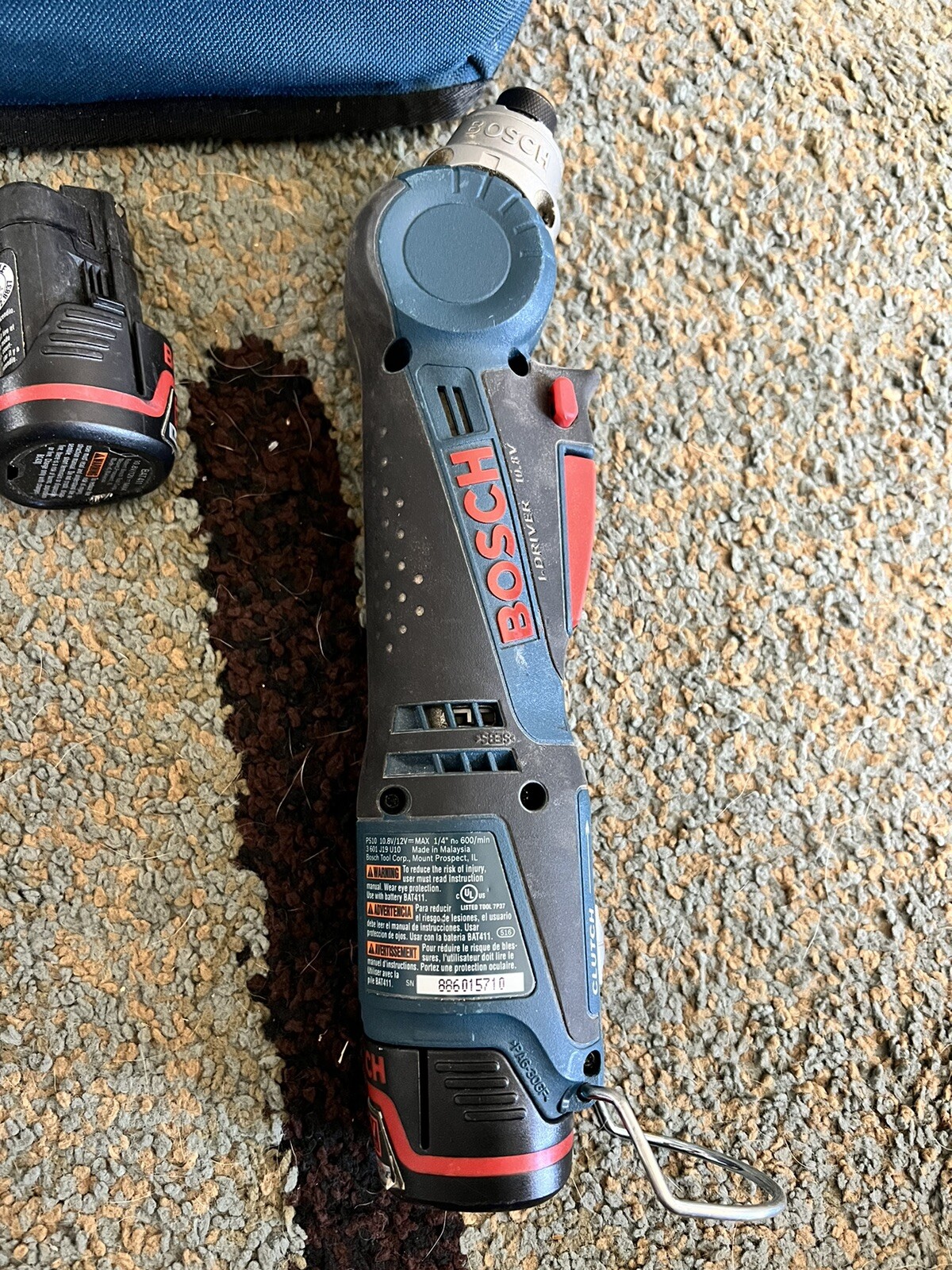 Bosch PS10 10.8V Litheon 3/8 in. Right Angle Drill w/ 2 Battery