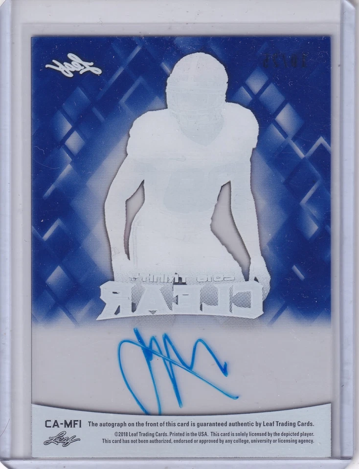 Minkah Fitzpatrick 2017 Leaf Trinity Clear Blue Acetate Rc On Card Auto (10/25) - Image 2 of 2