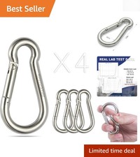 Corrosion-Resistant Carabiner Clips - 4 Pack of 1.6 Inch Heavy Duty Hooks