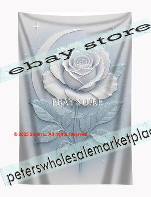 Celestial rose tapestry raised look metallic floral art soft fantasy 59X82 in
