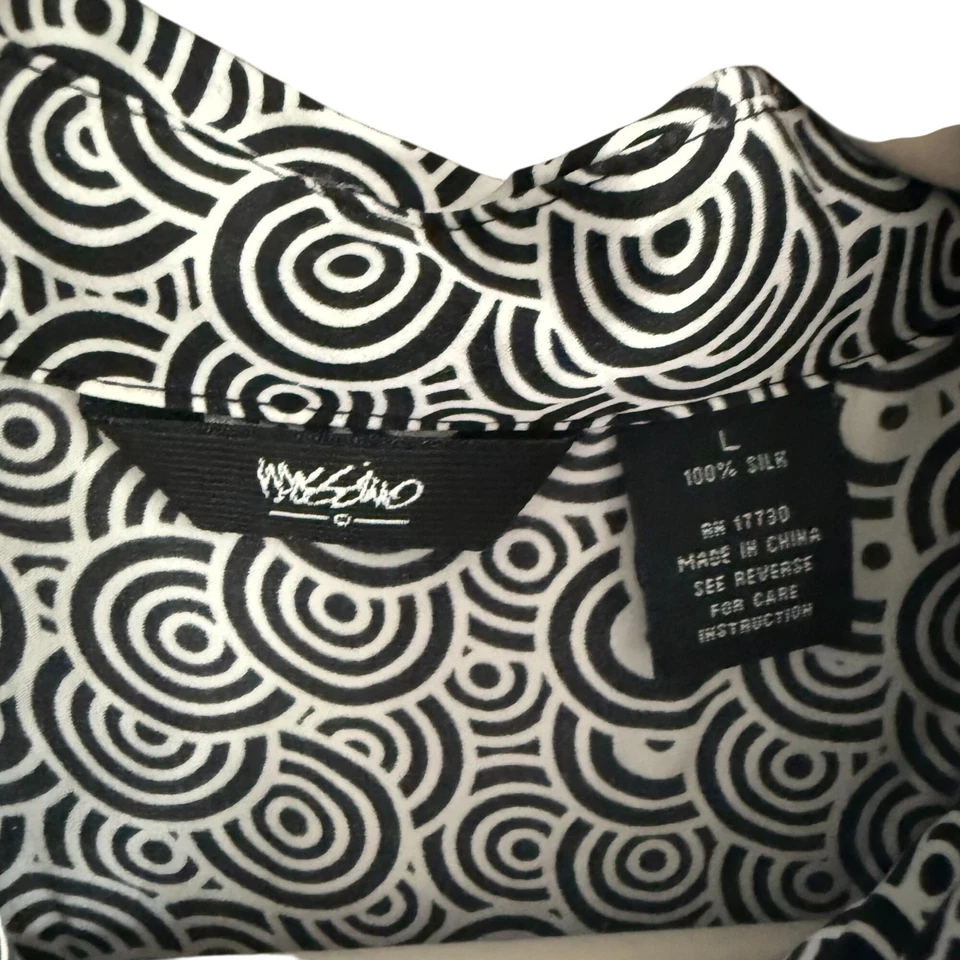 Blusa Top Mossimo 100% Seda Op-Art Funky Mujer Grande Negra Blanca Y2k Foto 2 de 4