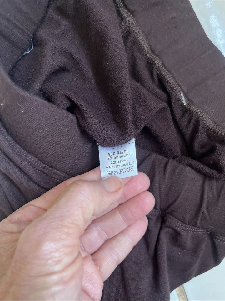 VERTIGO PARIS ¡NUEVO CON ETIQUETAS! ¡VINTAGE! Pantalones de punto rayón acampanados marrón oscuro talla S Foto 4 de 4