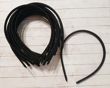 Set of 15 Black Satin Headband Blanks: Universal Child/Adult Size