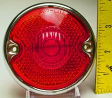VTG Red Glass Stimsonite RETRO-Lite Lens/ Bezel 4" Patd No. S. 1591572 & more #s
