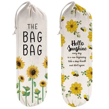 2Pcs Plastic Bag Holder for Kitchen, The Bag Bag, Plastic Bag Sunflower