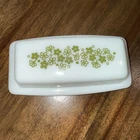 Vintage Pyrex 72 B Green Crazy Daisy Butter Dish USA EUC!