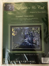 Kustom Krafts Counted Cross Stitch Kit #99397 “Panther & Cub” 14x11