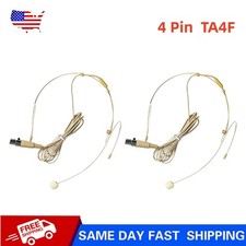 2x 4 Pin Headset Mic Headworn Microphone Mini XLR TA4F For Shure Wireless System