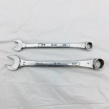 S-K Tools 6 Point Combination Wrenches C-8 AT & C-12 FT Vintage USA