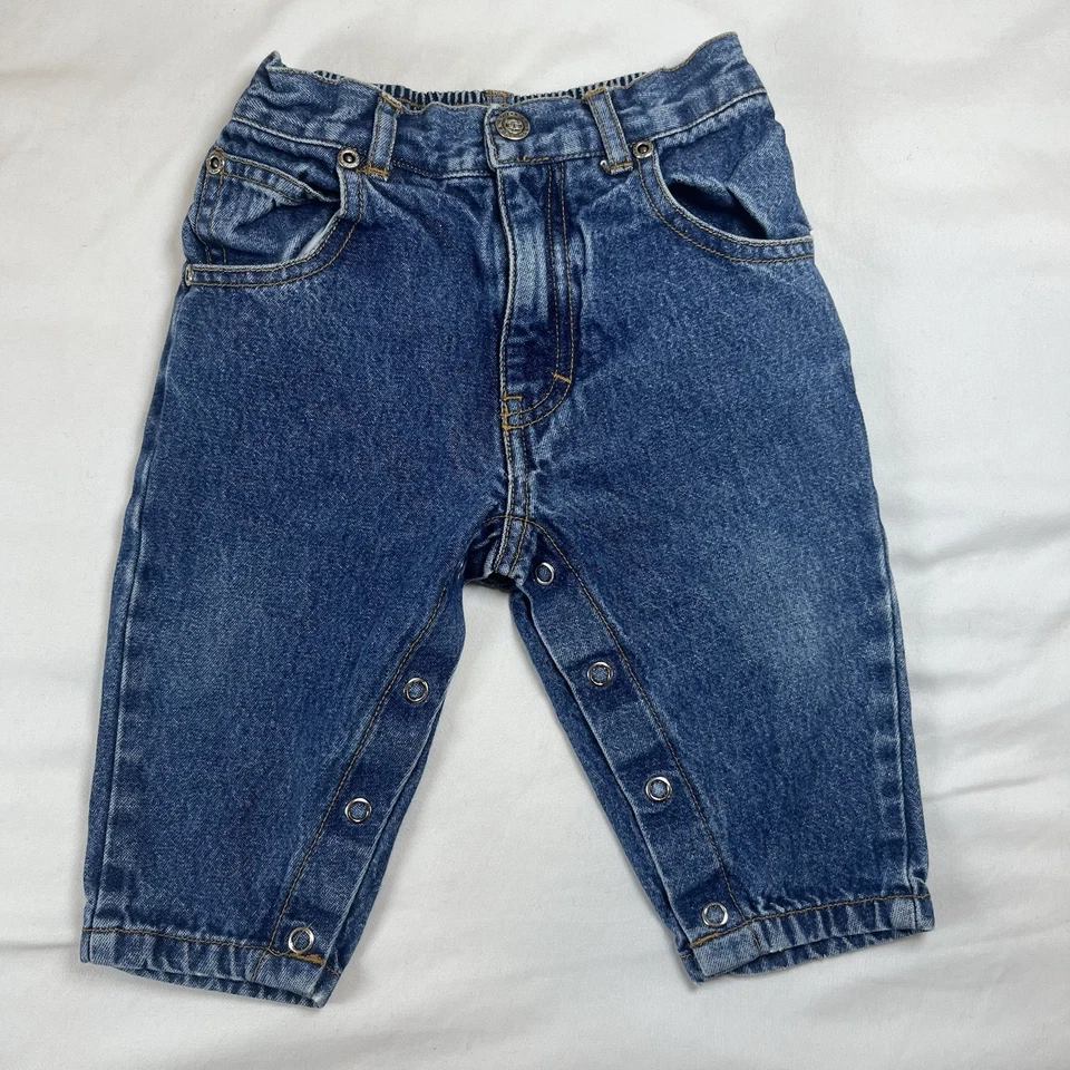 Винтажные синие джинсы Route 66 с застежкой снизу 100% хлопок размер 12 месяцев - Изображение 2 из 3