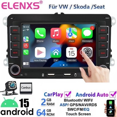 Carplay Für VW GOLF 5 6 Plus Touran Caddy T5 Android 15 Autoradio GPS RDS Kamera