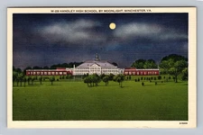 Winchester VA-Virginia Handley High School By Moonlight Vintage Postcard Postal