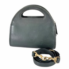 COACH 41 Vintage Shoulder Handbag Ziplock Leather Dark Green Gold Hardware Japan