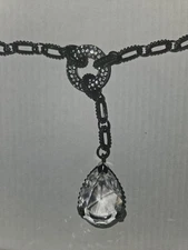 Large Teardrop Crystal Statement Y Necklace – Large Faceted  Pendant Chain NEW