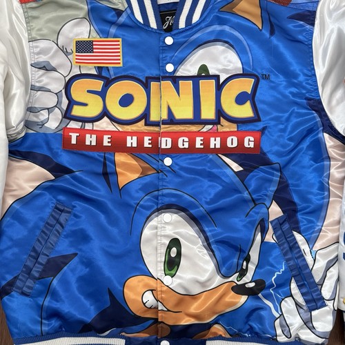 Headgear Classics-Sonic The Hedgehog Satin Varsity Jacket XL Retro Nostalgia - Picture 4 of 11