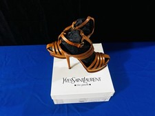 Yves Saint Laurent YSL Sz 38 Ambra Calfskin Tribute Platform Woodstock Sandals