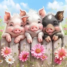 Diamond Painting Kits for Adults Cute Pig Full Drill Round Diamond Art 5D DIY