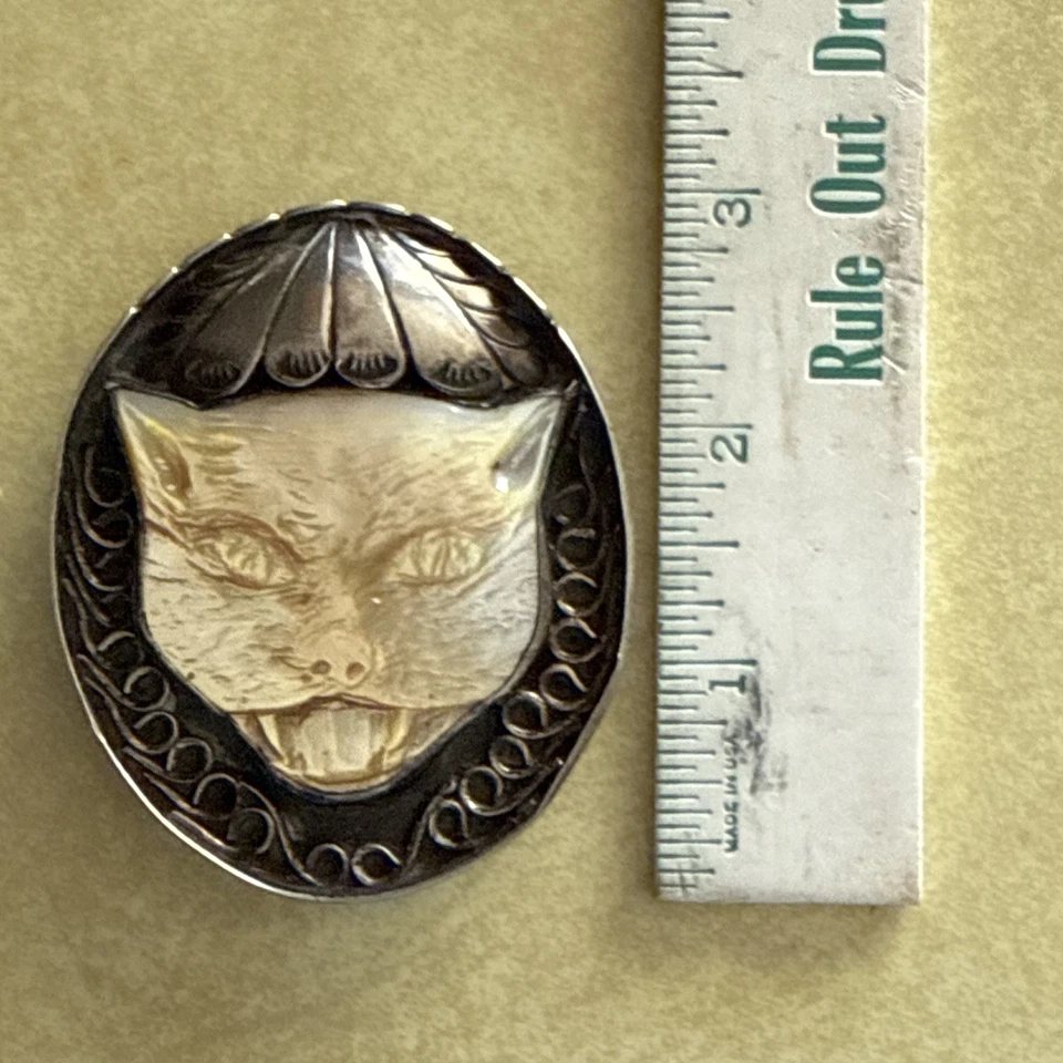 Centro de mesa para Bolo Tie MOP CAT Set en plata esterlina 925 pátina Foto 3 de 4