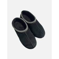 UGG Tasman Slippers Women 6 Black Suede Embroidered Braid Slip On Comfort Cozy