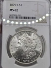 1879-S Morgan Silver $1 Dollar NGC MS62  ☆ Bright White ☆