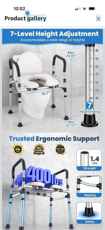 Toilet Seat Riser for Seniors with Handles - FSA/HSA Eligible - Universal Fit