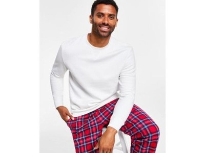 CHARTER CLUB Men's Solid Crewneck Lounge Top Brushback Terry Angel White (2XL)