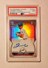 Joendry Vargas 2023 1st Bowman Chrome AUTO REFRACTOR /499 PSA 9 Dodgers RC U6