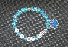 I Love My Dog Bracelet | Blue Crystal Beads |...
