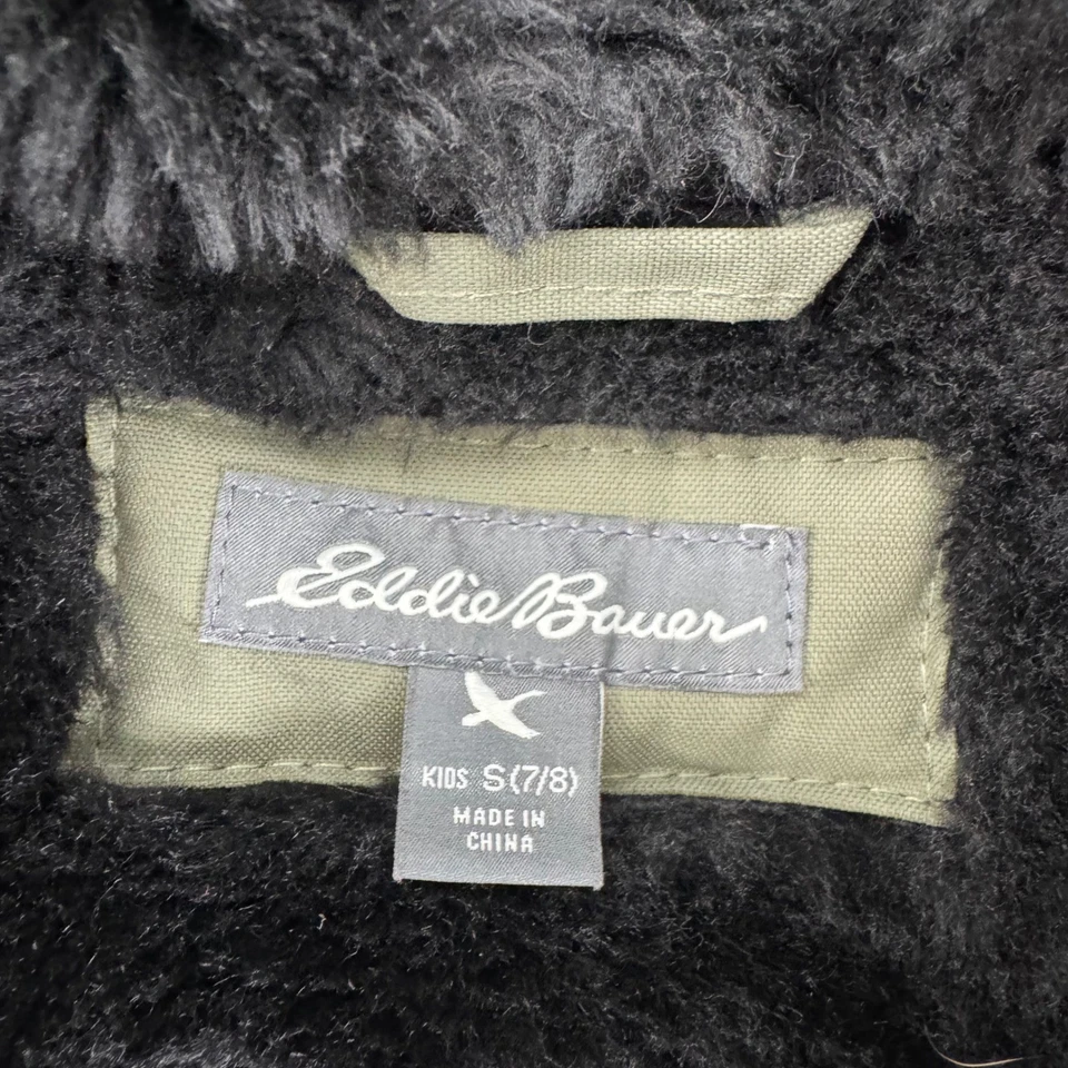 Eddie Bauer Kids Insulated Parka Jacket Hooded Faux Fur Olive Green Size S 7 8 - Image 3 of 4