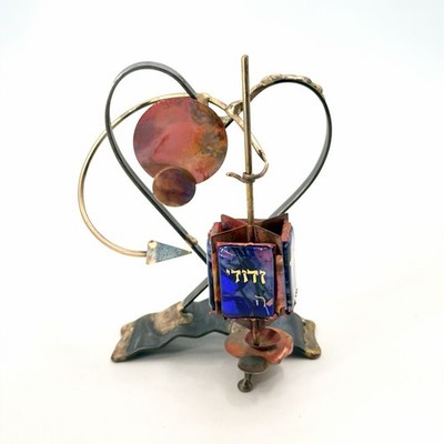 Vintage Gary Rosenthal Ani LI Dodi Spinning Wedding Dreidel Metal & Glass Shards