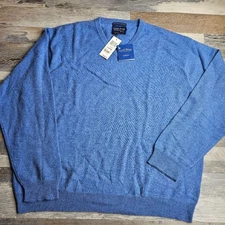 Club Room 100% Fine Cashmere Sweater Blue Men's XL 2 Ply Blue NEW