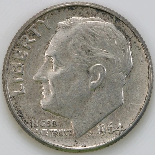 1964 D AU About Uncirculated Roosevelt Dime 90% Silver D33